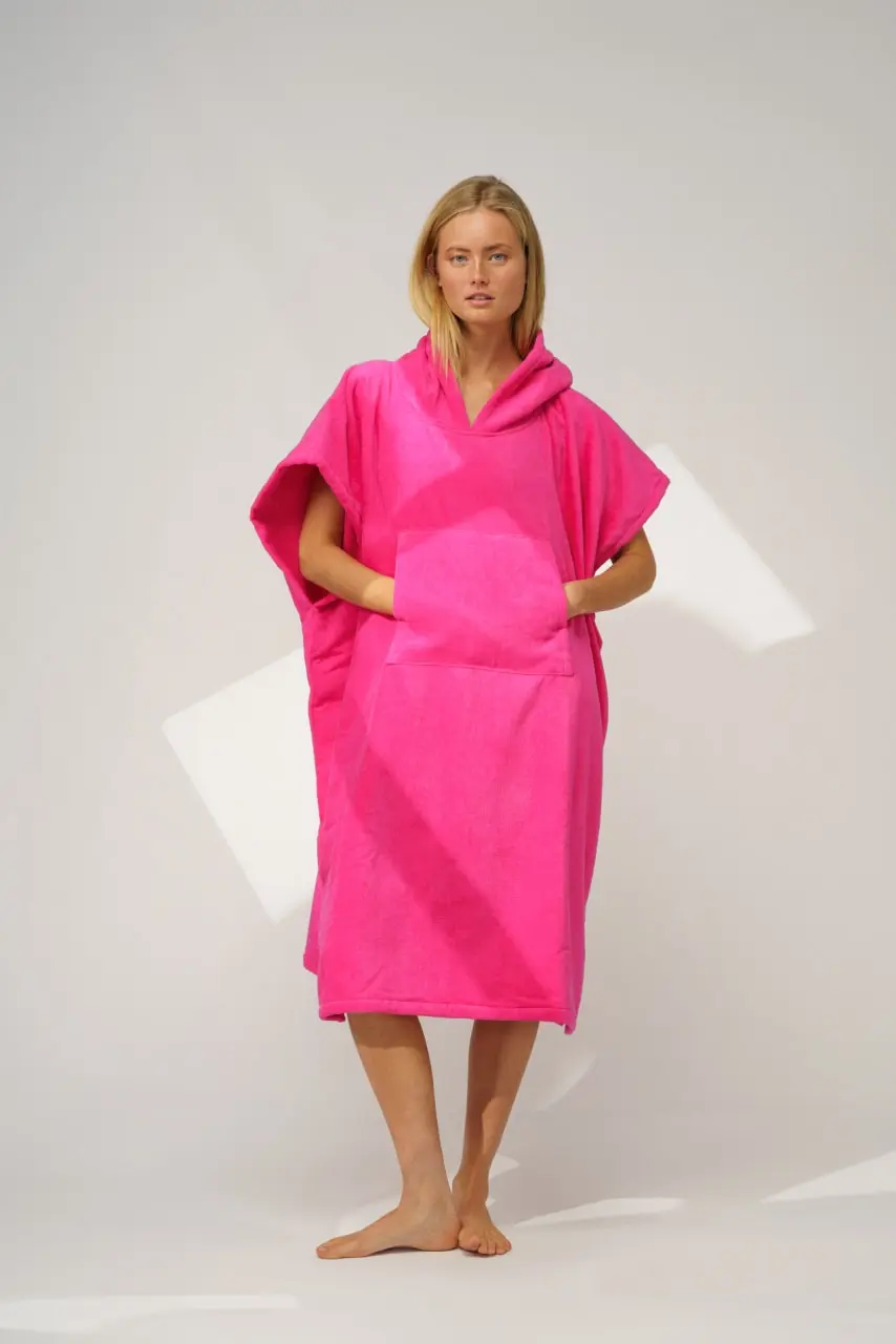 Futah - Ericeira Neon Pink Terry Poncho (3)