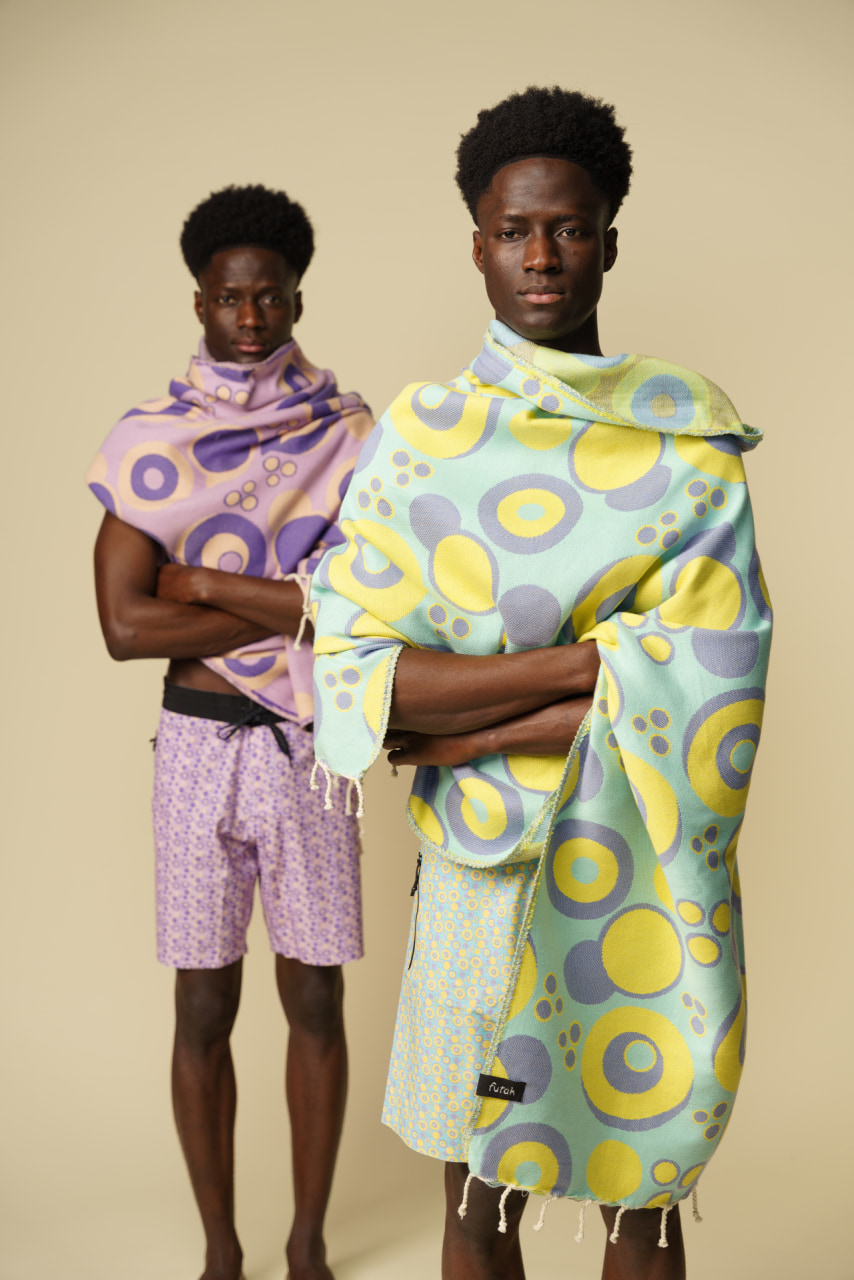 Futah - Vortex Yellow & Water Beach Towel (4)
