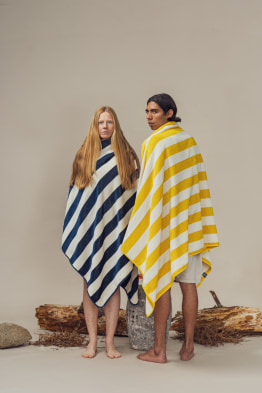 Blue Striped Bedu Towel - Organic Cotton  (2)