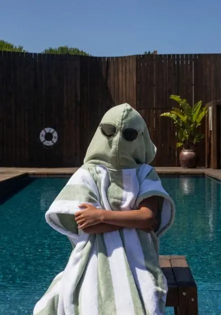 Bedu Green Terry Poncho Kids (2)