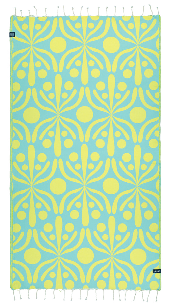 Futah - Flora Yellow & Water Beach Towel (2)
