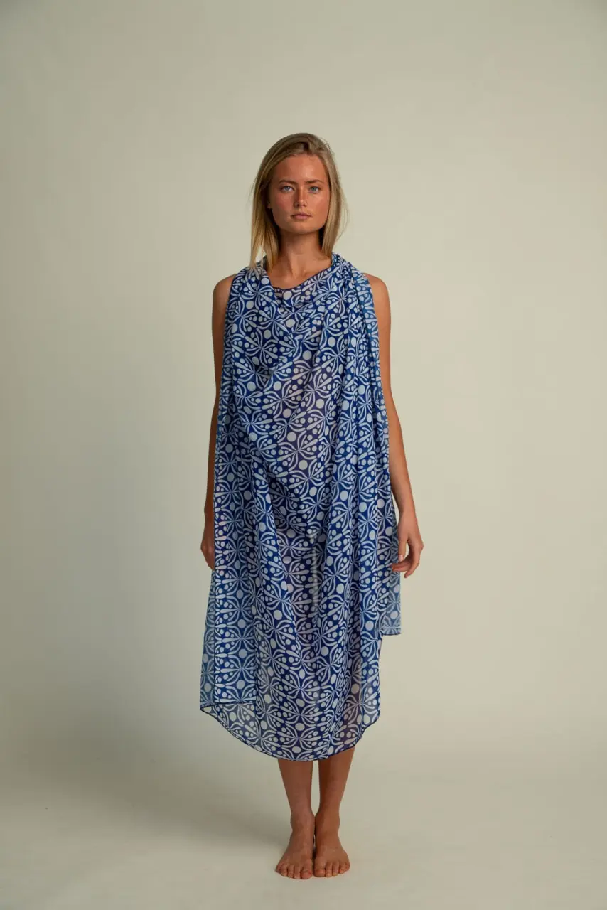 Futah - Pareo Flora Blue & White (3)